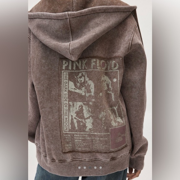 Urban Outfitters Tops - Pink Floyd Grunge Brown Zip-Up Hoodie